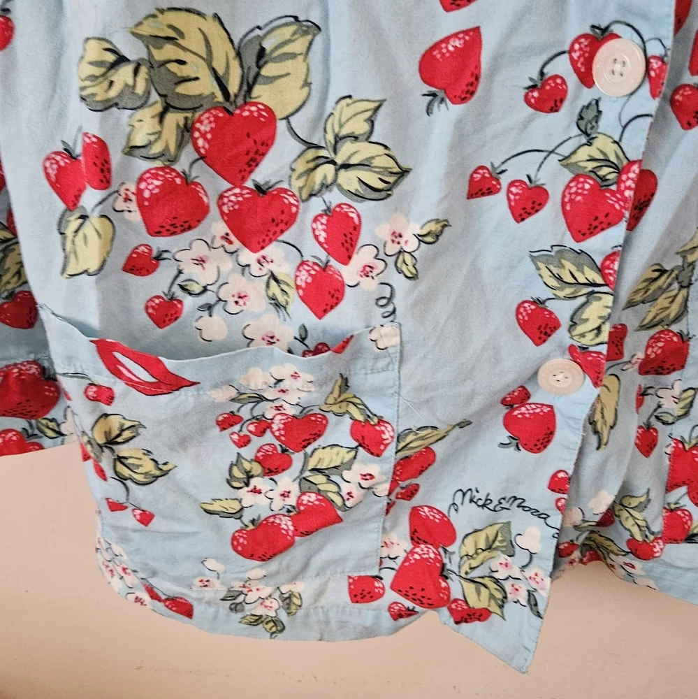 Nick & Nora Pajama Top Strawberry Hearts Kisses - Picture 2 of 5